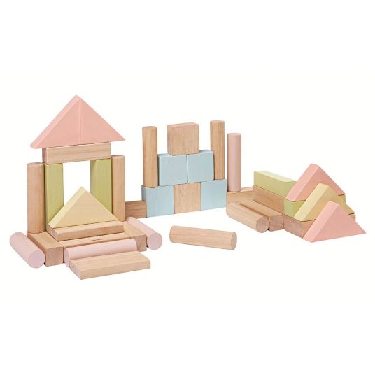 Plantoys Building blocks set 40 pcs - natural wood - pastel