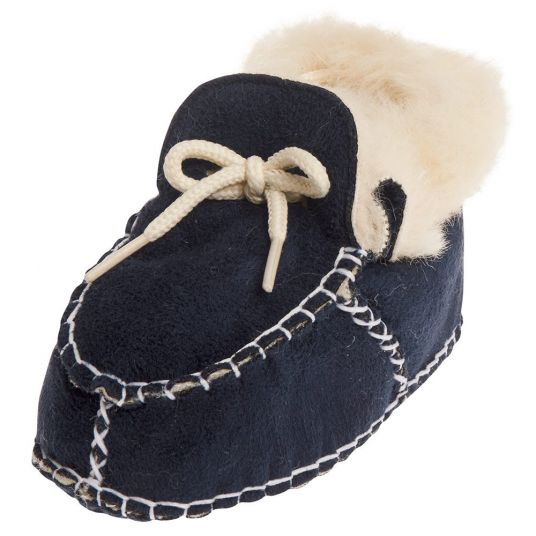 Playshoes Scarpe da bambino stringate in pelle d'agnello - Blu - Taglia 16/17