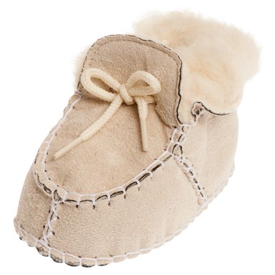 Playshoes Baby shoes lambskin look to lace - Nature - Gr. 16/17