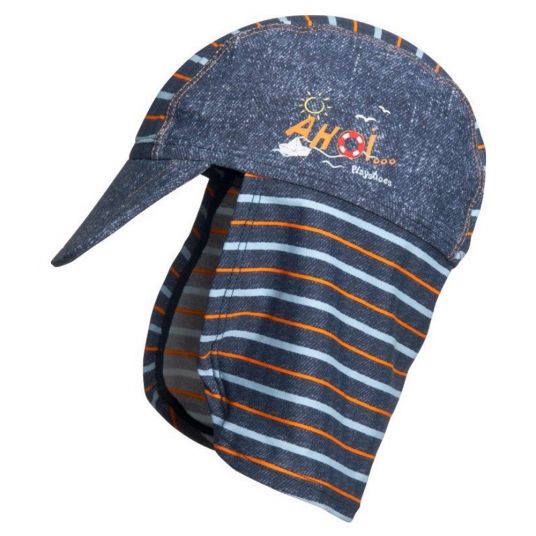 Playshoes Bathing cap with neck protection Ahoy - Dark blue - Size 49