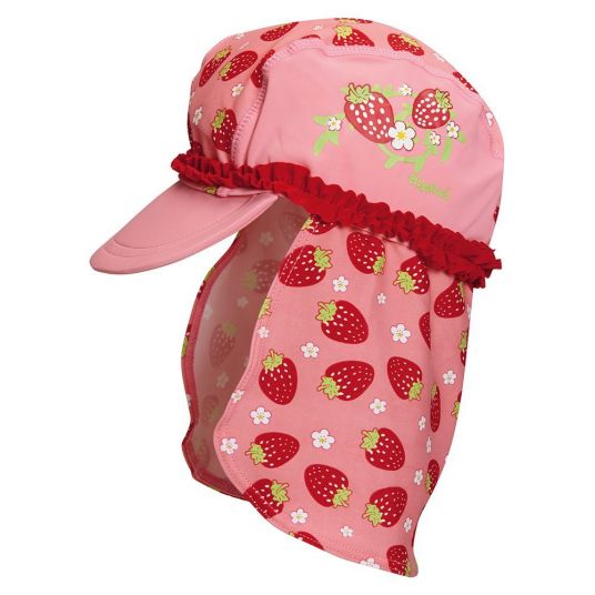 Playshoes Bade-Mütze mit Nackenschutz - Erdbeeren Rosa - Gr. 49