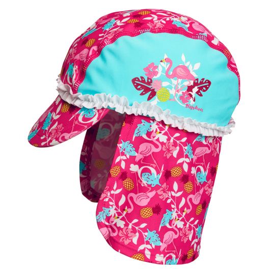 Playshoes Bathing cap with neck protection - Flamingo Turquoise Pink - size 49