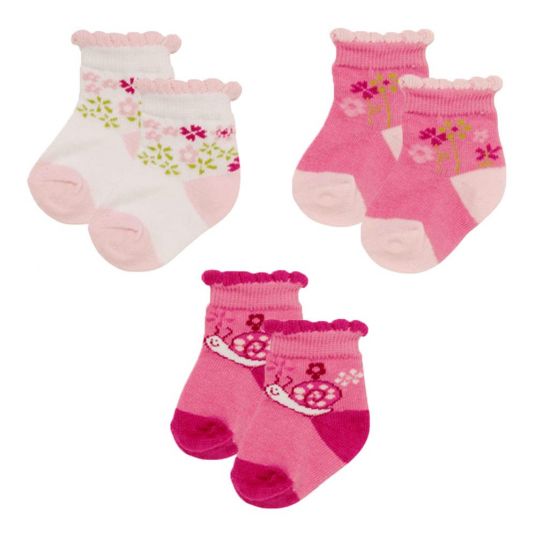 Playshoes First Baby Socks 3 Pack - Pink - Size 0 - 3 months