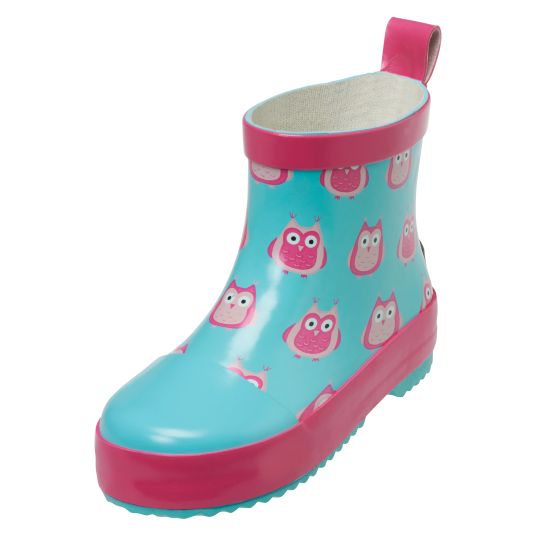 Playshoes Gummistiefel Halbhoch - Eulen - Türkis & Pink - Gr. 23