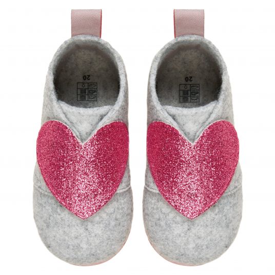 Playshoes Felt slippers - heart gray - size 23