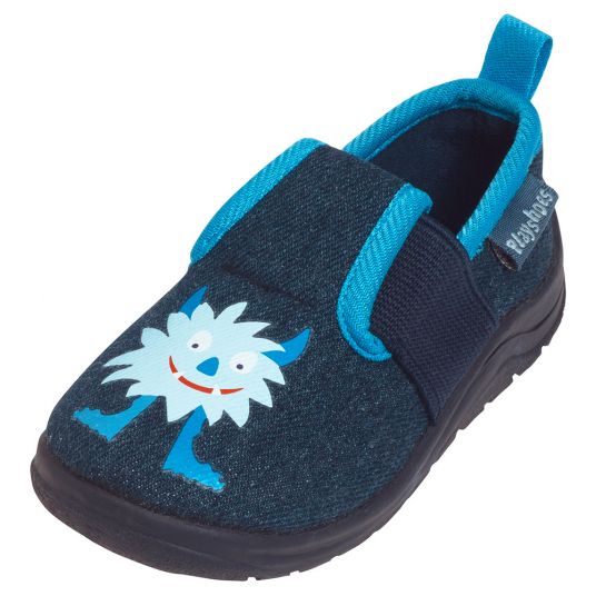 Playshoes Pantofole con cinturino elastico - Monster Blue - Taglia 18/19