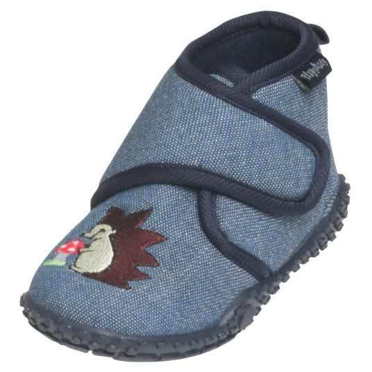Playshoes Slippers Velcro - hedgehog denim blue - size 22/23