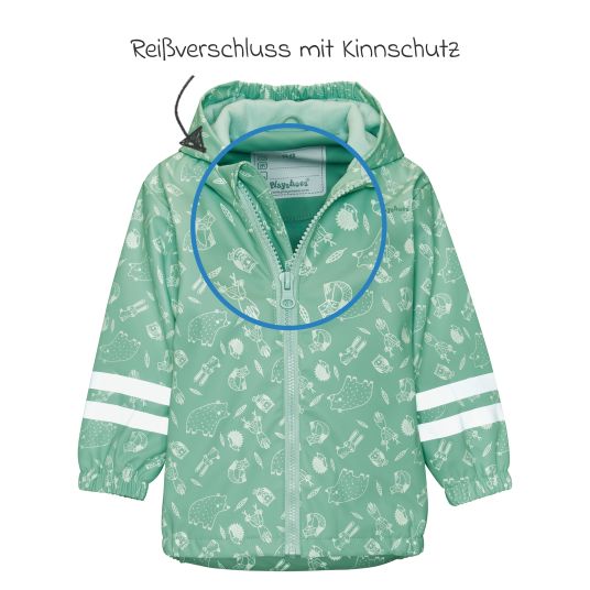 Playshoes Regen-Jacke mit Reflektoren & Fleecefutter - Waldtiere - Grün - Gr. 92