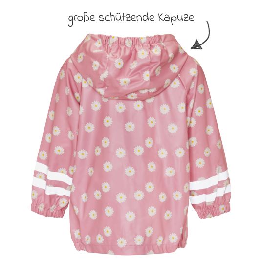 Playshoes Regen-Jacke mit Reflektoren - Margeriten - Rosa - Gr. 92