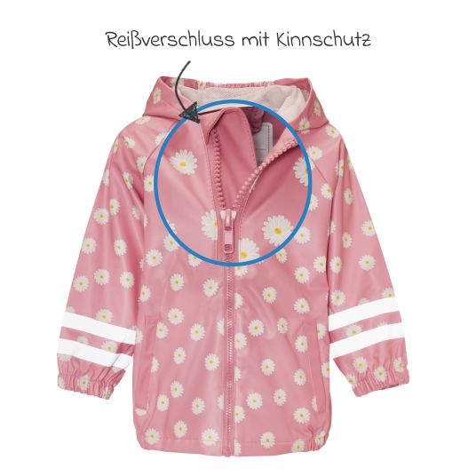 Playshoes Rain jacket with reflectors - daisies - pink - size 92