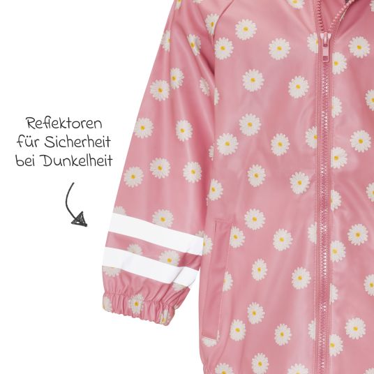 Playshoes Regen-Jacke mit Reflektoren - Margeriten - Rosa - Gr. 92