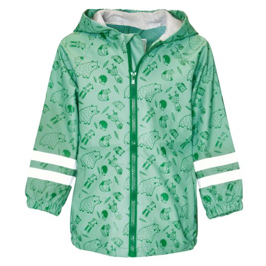 Playshoes Regen-Jacke mit Reflektoren - Waldtiere - Grün - Gr. 92