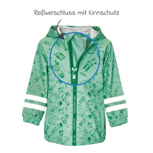 Playshoes Rain jacket with reflectors - Forest animals - Green - Size 92