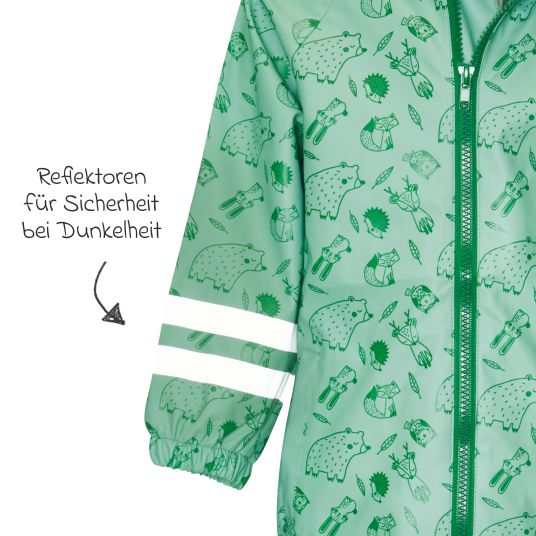 Playshoes Regen-Jacke mit Reflektoren - Waldtiere - Grün - Gr. 92