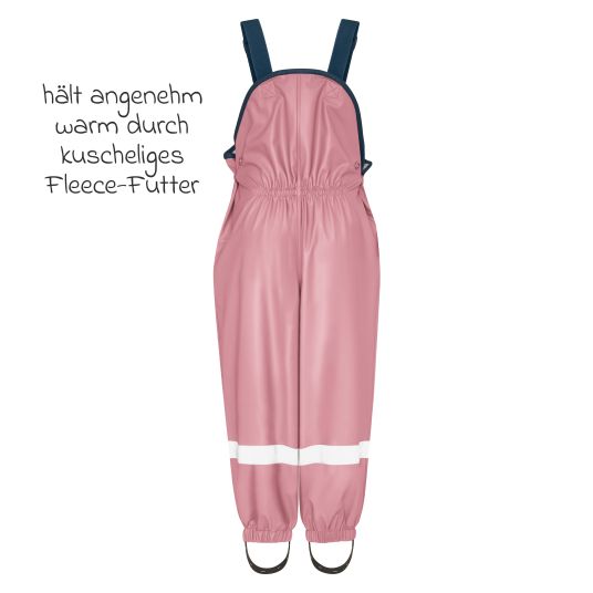 Playshoes Regen-Latzhose mit Fleecefutter - Rosa - Gr. 92