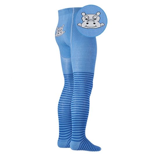 Playshoes Tights hippo - Blue - Size 50 / 56