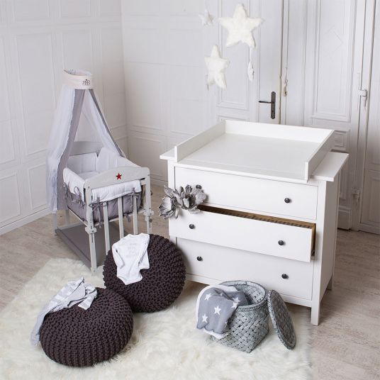 Puckdaddy Baby Wickelaufsatz Basic in weiß für IKEA Hemnes/ Songesand Kommode 