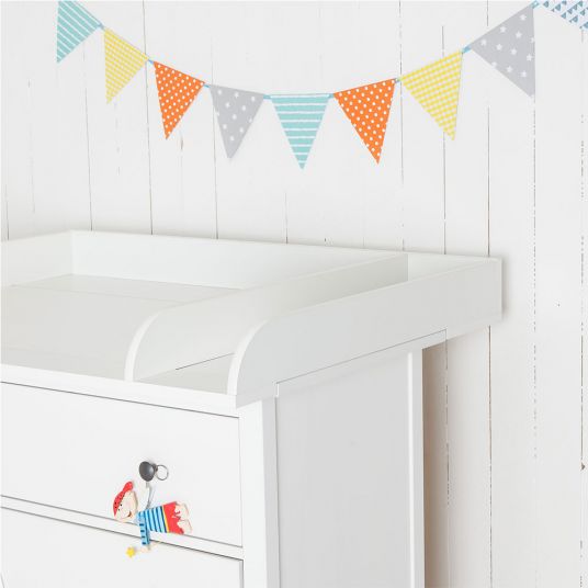 Puckdaddy Changing table XXL for IKEA Hemnes - Extra round with divider - White