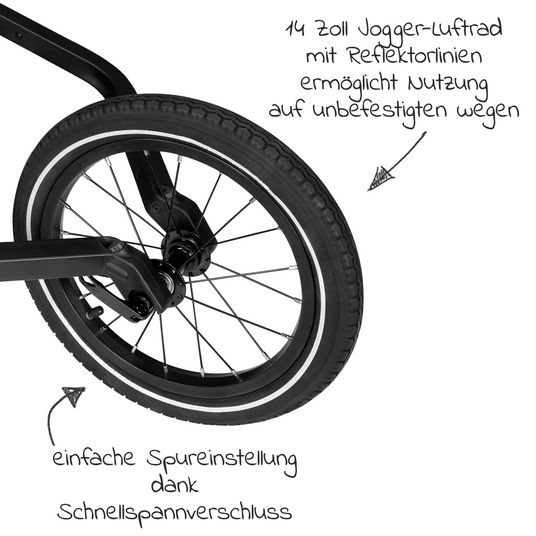 Qeridoo 14" jogger wheel for single-seater incl. drawbar mount - black