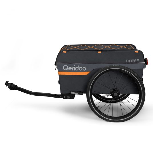 Qeridoo Fahrradlastenanhänger Qubee mit Kupplung Fassungsvermögen 130 Liter Volumen - Grey