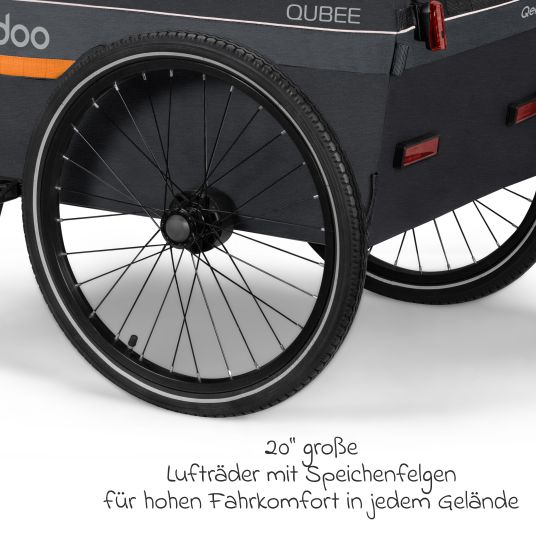 Qeridoo Rimorchio per biciclette Qubee con aggancio 130 litri di capacità - Grigio