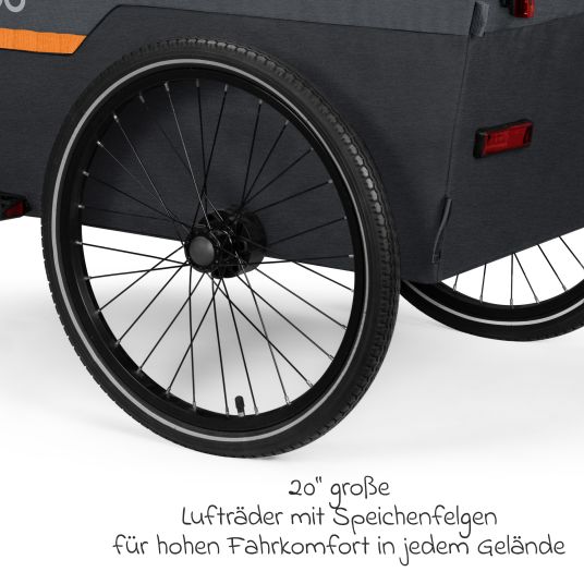 Qeridoo Bicycle load trailer Qubee XL with coupling capacity 220 liter volume - Grey