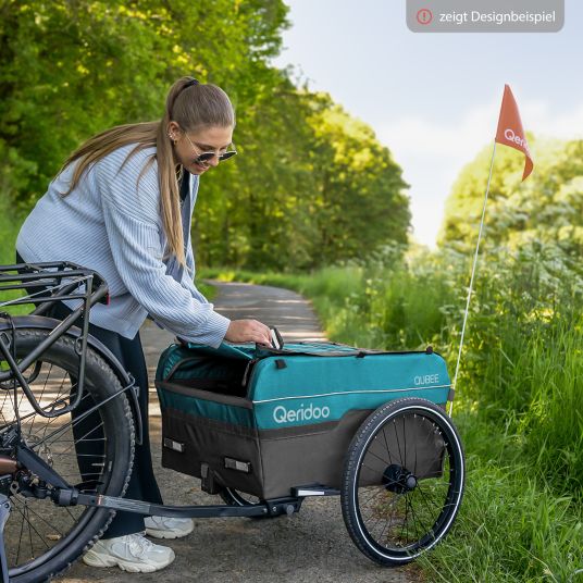 Qeridoo Fahrradlastenanhänger Qubee XL mit Kupplung Fassungsvermögen 220 Liter Volumen - Limited Edition - Petrol