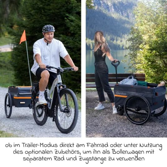 Qeridoo Fahrradlastenanhänger Qubee XL mit Kupplung Fassungsvermögen 220 Liter Volumen - Limited Edition - Petrol