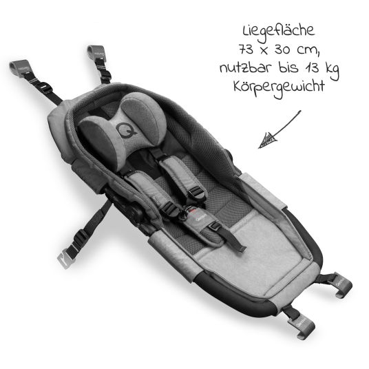 Qeridoo Hammock Plus with safety frame for baby transport - gray