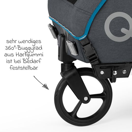 Qeridoo Kinderfahrradanhänger & Buggy QUPA 2 für 2 Kinder mit Kupplung, Blattfeder-Dämpfsystem (bis 60 kg) - Blue