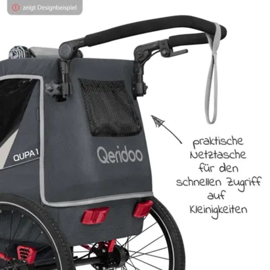 Qeridoo Kinderfahrradanhänger & Buggy QUPA 2 für 2 Kinder mit Kupplung, Blattfeder-Dämpfsystem (bis 60 kg) - Blue