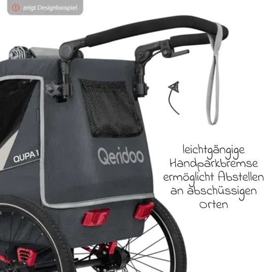 Qeridoo Kinderfahrradanhänger & Buggy QUPA 2 für 2 Kinder mit Kupplung, Blattfeder-Dämpfsystem (bis 60 kg) - Blue