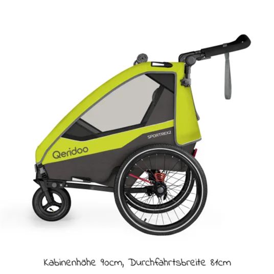 Remorque Vélo QERIDOO Kidgoo 2 - Transformable En Poussette - Jusqu'à 60kg - Gris Acier