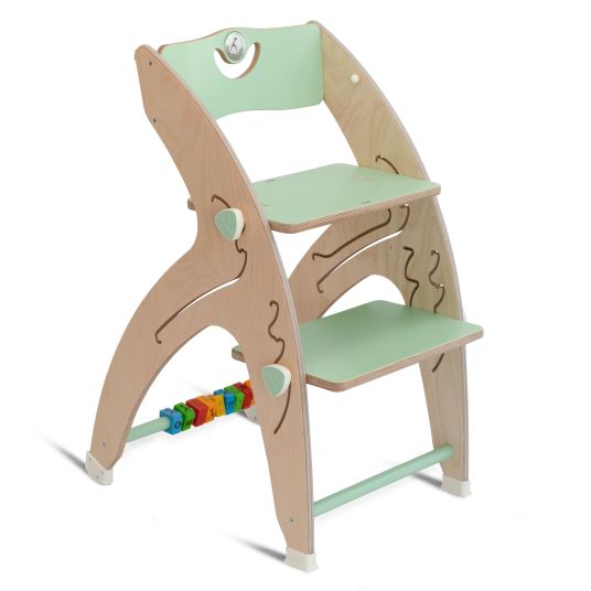 QuarttoLino Multifunctional wooden high chair - high chair, swing, staircase, learning tower & baby bouncer in one, usable up to 150 kg - green