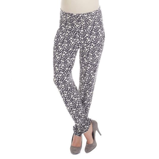 Queen Mum Pantaloni con stampa tridimensionale - Cuori Nero Bianco - Taglia S