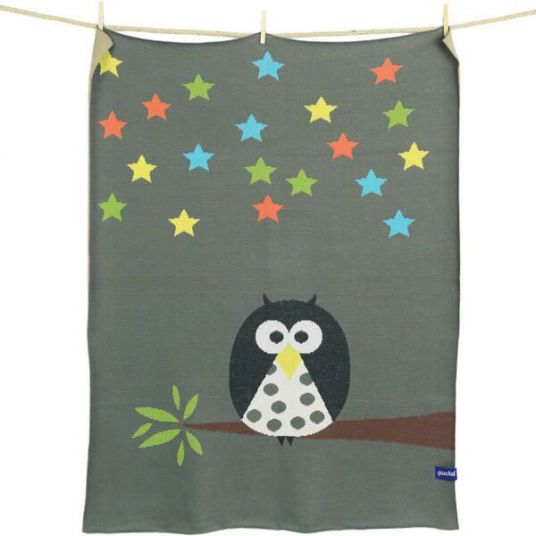 quschel Baby blanket / cuddle blanket owl watch 100% organic cotton - 80 x 100 cm