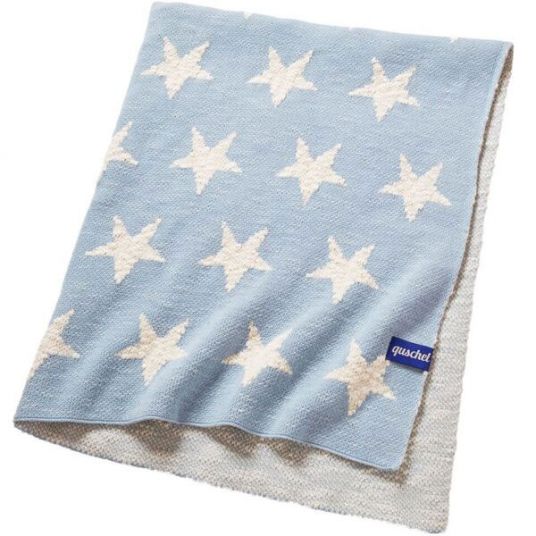 quschel Babydecke / Kuscheldecke Himmel voller Sterne aus 100% Bio-Baumwolle - 80 x 100 cm - Blau