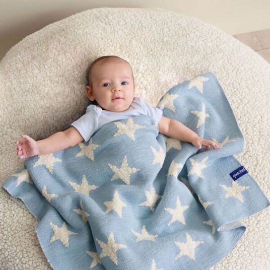 quschel Baby blanket / cuddle blanket sky full of stars 100% organic cotton - 80 x 100 cm - Blue