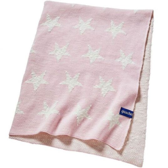 quschel Babydecke / Kuscheldecke Himmel voller Sterne aus 100% Bio-Baumwolle - 80 x 100 cm - Rosa
