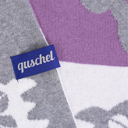 quschel Baby blanket / cuddle blanket surf turtles 100% organic cotton - 80 x 100 cm - Pink / Purple