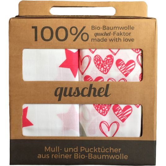 quschel Set di coperte a puck / coperte a puck in cotone biologico al 100% - 120 x 120 cm