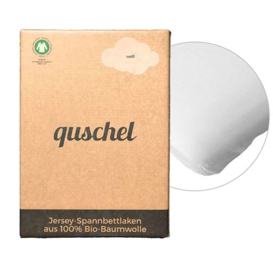 quschel Spannbettlaken Doppelpack aus 100% Bio-Baumwolle 40 x 90 cm - Weiß