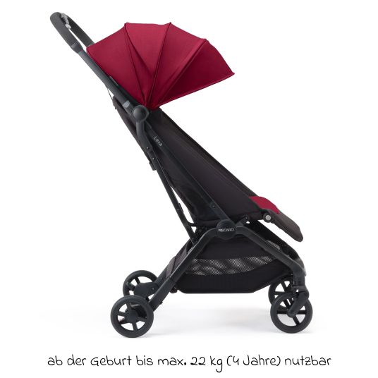 Recaro Passeggino e carrozzina Lexa caricabile fino a 22 kg con posizione reclinabile solo 6,4 kg - Select - Rosso Granato