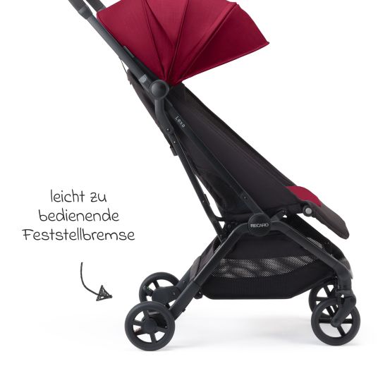 Recaro Passeggino e carrozzina Lexa caricabile fino a 22 kg con posizione reclinabile solo 6,4 kg - Select - Rosso Granato