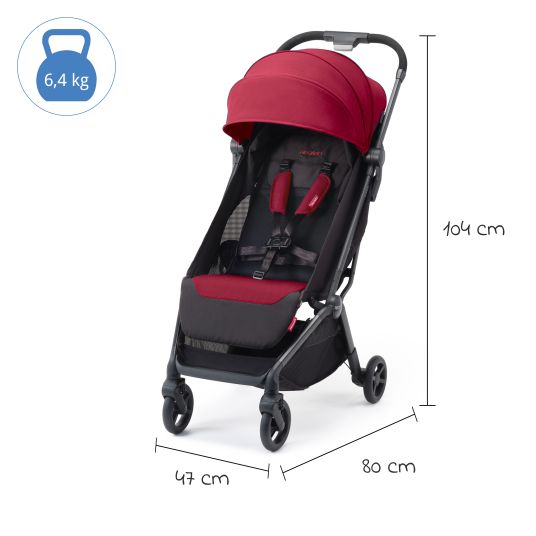 Recaro Passeggino e carrozzina Lexa caricabile fino a 22 kg con posizione reclinabile solo 6,4 kg - Select - Rosso Granato