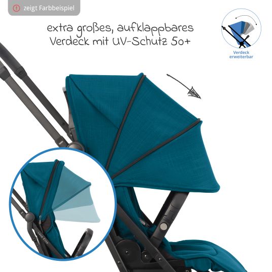 Recaro Buggy & pushchair Lexa Elite up to 22 kg load capacity with reclining position, convertible seat unit incl. carrying strap - Prime - Frozen Blue