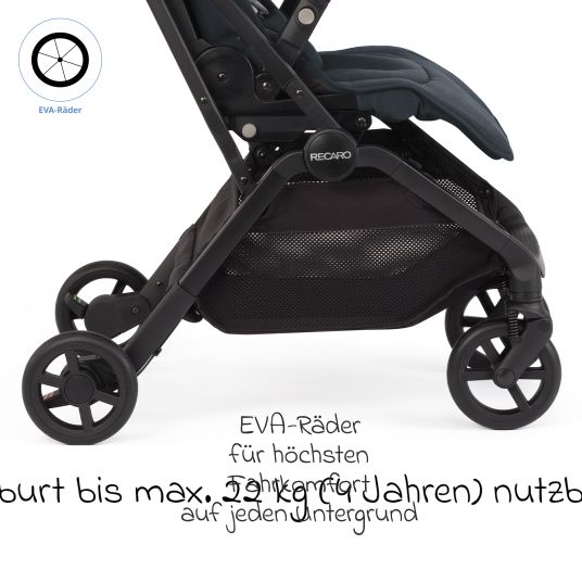 Recaro Buggy & pushchair Lexa Elite up to 22 kg load capacity with reclining position, convertible seat unit incl. carrying strap - Prime - Mat Black