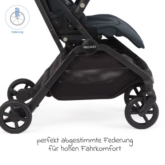 Recaro Buggy & pushchair Lexa Elite up to 22 kg load capacity with reclining position, convertible seat unit incl. carrying strap - Prime - Mat Black