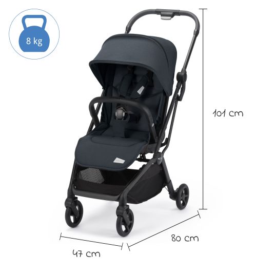 Recaro Buggy & pushchair Lexa Elite up to 22 kg load capacity with reclining position, convertible seat unit incl. carrying strap - Prime - Mat Black