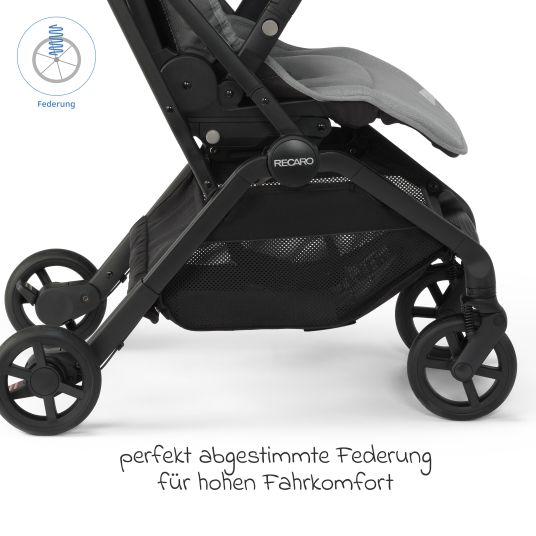 Recaro Buggy & pushchair Lexa Elite up to 22 kg load capacity with reclining position, convertible seat unit incl. carrying strap - Prime - Silent Grey